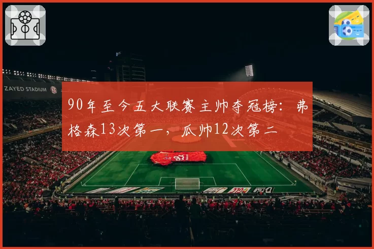 90年至今五大联赛主帅夺冠榜：弗格森13次第一，瓜帅12次第二